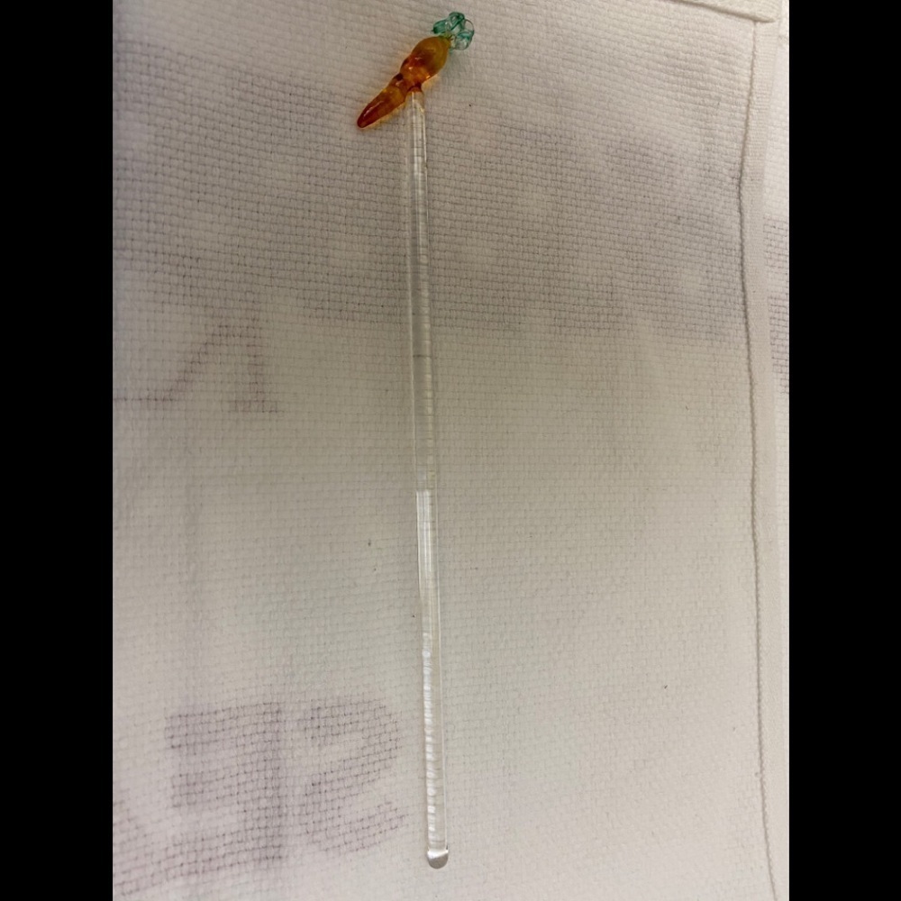 🔵4/$20 “CARROT” Princess House Glass Swizzle Stick Stirrer NEW
